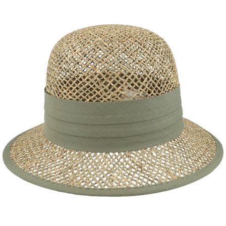 Seeberger - Beige straw Hut - Seagras Small Cloche Natural/Khaki Straw Hat @ Hatstore