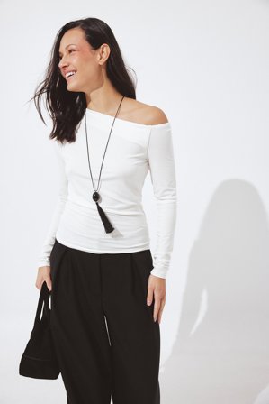 NA-KD Off Shoulder Jersey Top - Off shoulder-toppe - Råhvid - S