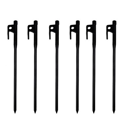 6 stk. stål søm teltpløkker 30 cm udendørs kraftige stål markise baldakin teltpløkker søm til camping telt presenning pløk - sort