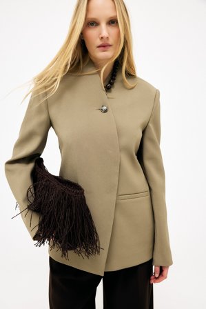 NA-KD High Collar Single button Blazer - Skræddersyet blazer - Grøn - EU 42