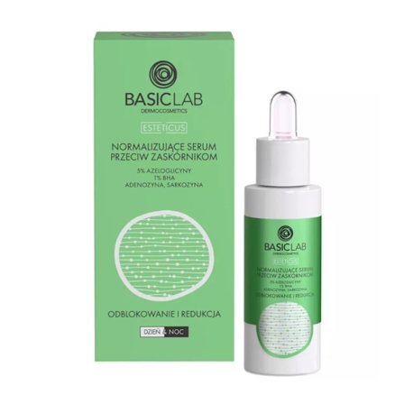 Basiclab Dermocosmetics Normaliserande serum mot pormaskar 30ml 5% AZELOGLICINE 1% BHA ADENOSINE, SARKOZY 30 ml