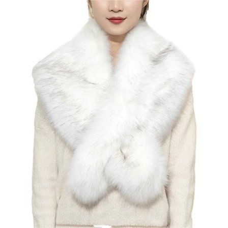 Dame Vinter Kunstpels Tørklæde Krave Pels Tørklæde Brudekjole Stola Kunstpels Tørklæde Wrap Halsvarmer Tørklæde Pels Tørklæde til Hætte Jakke 130 cm