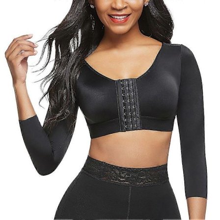 Aishang Arm Shaper för Kvinnor Efter Operation Push Up BH Kompression Ärmar Slimmande Arm Främre Stängning Sömlösa Shapewear,,XXXL