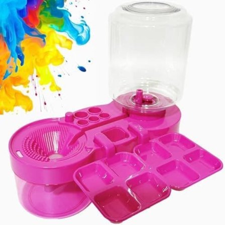 6-i-1 Penseltvätt med Bricka – Självdränerande Penselrengörare med Vattencirkulation för Målning_OF