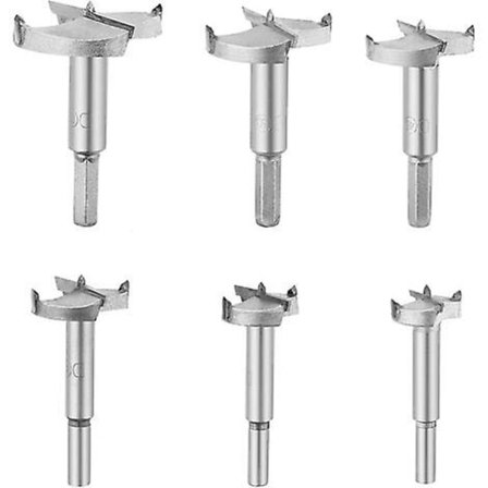 6 stk. Forstner-bor for tre, karbidtre-senkdiameter 30/35/40/45/50/60mm, for forming hull treskjæring