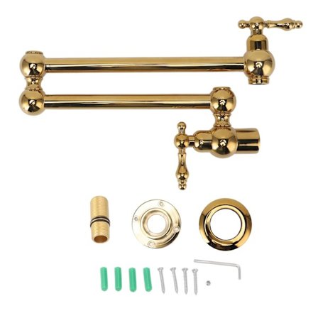 G1/2 Veggmontert kjøkkenkran Enkel kald 360 graders roterende vaskkran Foldbar kobberkran Titan gull