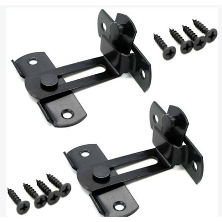 Varkaudenvastainen oven lukko Oikea kulma Oven lukko Kulma salpa Lukko Liukuovi-90 astetta, Musta, 70cm, 2kpl