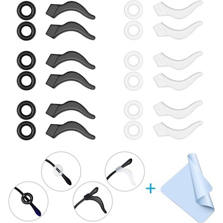 12-par skridsikre ørepropper til briller, Premium silikone næsepuder til briller - Sikkert greb til sport, arbejde og studier (børn og voksne)