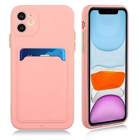 iPhone 12 Mini skal med korthållare - Rosa