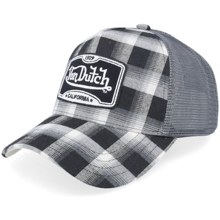 Von Dutch - Noir trucker Casquette - Square Patch Grey/Black/White A-Frame Trucker @ Hatstore
