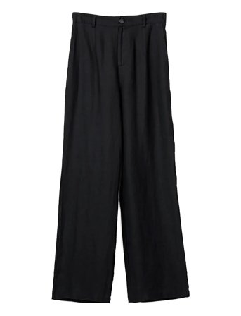 High Waist Wide-Leg Linen Pants Black Lexington Clothing