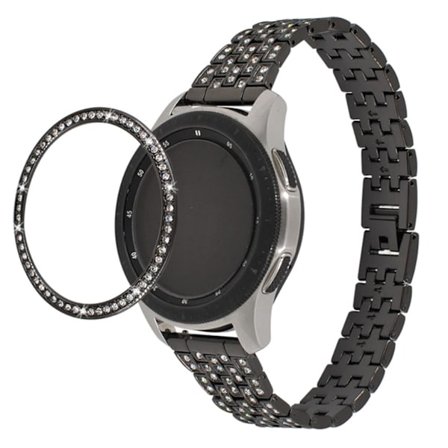 Samsung Galaxy Watch (42mm) kristallikoristeinen kehysrengas - Musta