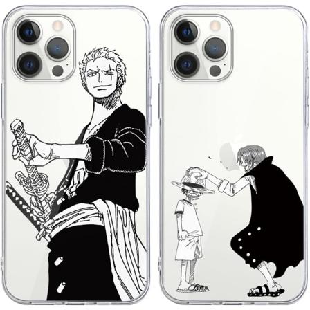 2 st. Skal till iPhone 12 Pro/iPhone 12 6.1'', Anime One Piece Luffy Zoro Manga Design Mönster Klar Skal Fodral Mjuk Stötsäker TPU Bumper för iPh