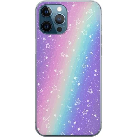 Kompatibel Mobilcover til Apple iPhone 12 Pro Rainbow-farvet pastelbaggrund med hvide stjerner og glitrende prikker i blød overgang