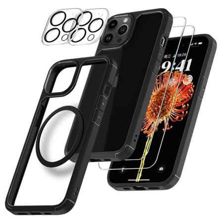 [6in1] Boom Iphone 14 Pro Skal - Linsskydd - Härdat Glas - Magsa