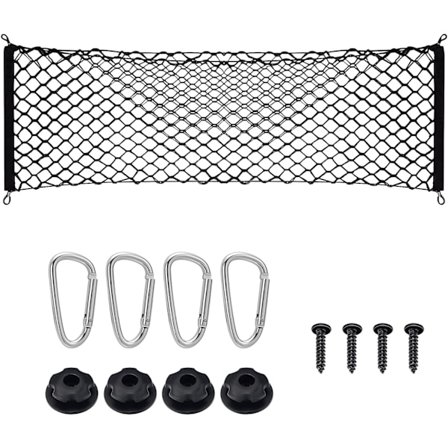 Heavy Duty Cargo Net, Justerbart Elastisk Bagagerumsnet med 4 Metal Kroge, Universal Dobbeltlags Opbevaringsarrangør, Automotive Cargo Nets til SUV, 