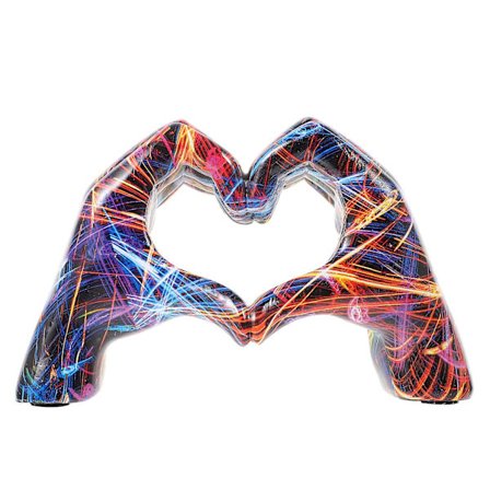 Husholdningsharpikshåndværksdekoration kærlighedsgestus skrivebordsfingergestusstatue abstrakt dekoration (18,50X12,00X6,00CM, som vist på billedet)