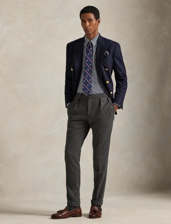 Polo Ralph Lauren Custom Fit Striped Stretch Poplin Shirt - Navy - M