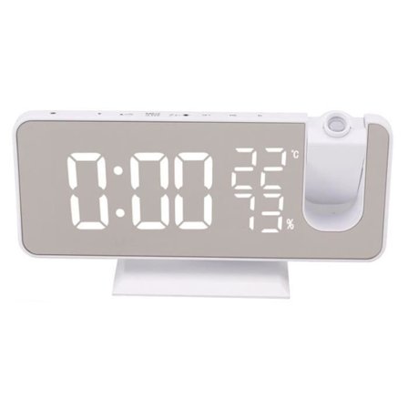 HURRISE LED Digital projektionsväckarklocka FM Radio LED Digital Smart Väckarklocka LED Vit kropp Teckenväckarklocka