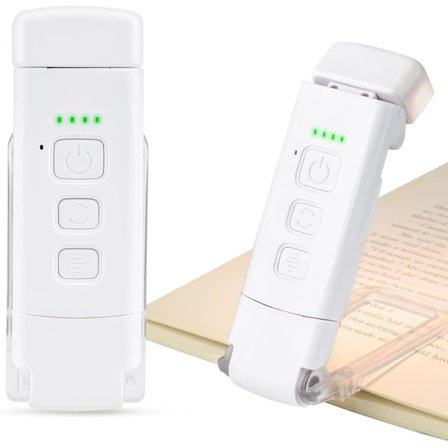 Genopladelig læselampe, 3 tilstande & 5 justerbare lysstyrkeniveauer, Clip-on boglampe til seng, Bærbar lampelampe