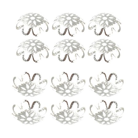 500 kpl 10 mm kullanvärisiä kukkahelmihattuja onttoja kukkahelmihattuja korujen valmistukseen (hopea)