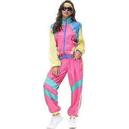 Dame Rave Outfit Skinnende Crop Top Hættetrøje Metalliske Afslappede Lange Bukser Hætte Workout Sweatshirt Disco Danse Clubwear (Small Rainbow Pink)