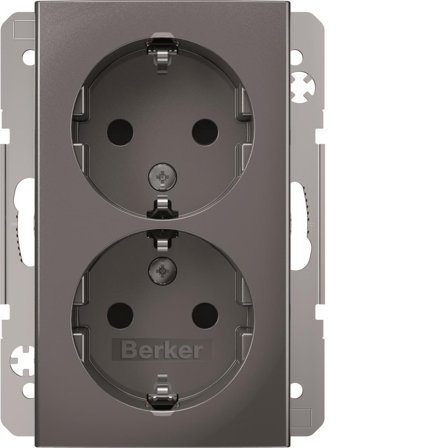 Hager 47791404 Vägguttagsinsats 2-vägs, X-plint, S.1 Silver, Strömbrytare & vägguttag