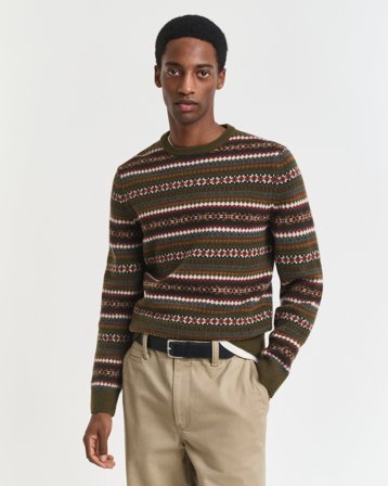 GANT Herren Fair Isle Rundhalspullover (4XL) Grün