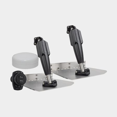 Elektriskt trimplanskit Lenco, 12 x 9" (30 x 23 cm), för båtar 16 - 25 fot (4.8 - 7.6 m), 12 V, aluminium, med trimplan + cylindrar + manöverpanel