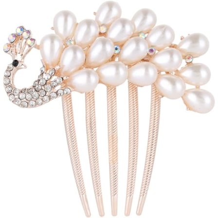 Hårspännen med kristallblommor, hårspännen med strass, fyrkantiga hårspännen med zirkoniumkristaller (påfågel)