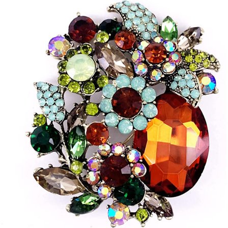 Rhinestone Glitter Blom Brosch Pin Smycken Scarf Tillbehör Vintage Guld Ton