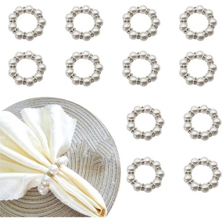 12 st servettringar, handgjorda servettringar i guld, spänne, delikat