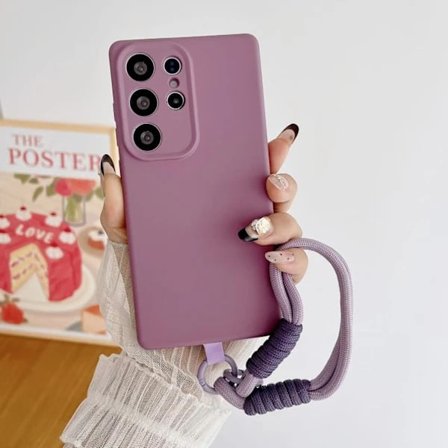 RYI_Håndleddsrem Godterifarge Mykt silikondeksel Snor Matt Støtsikkert Beskyttelse Kompatibelt med S22 Ultra Mobilskall