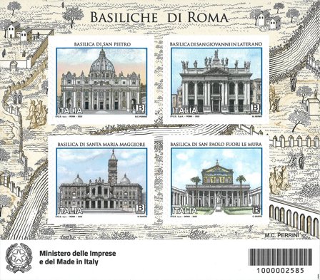 Italien - Roms basilikaer - Postfrisk miniark