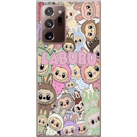 Yhteensopiva Puhelinkuori Samsung Galaxy Note20 Ultra Ruusunpunainen kawaii-kompositio, jossa on söpöjä piirrettyjä hahmoja ja pehmeitä muotoja