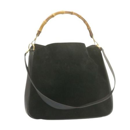 Gucci Vintage, Pre-owned Suede Shoulder Bag Zwart, Dames, Maat:ONE Size,leer