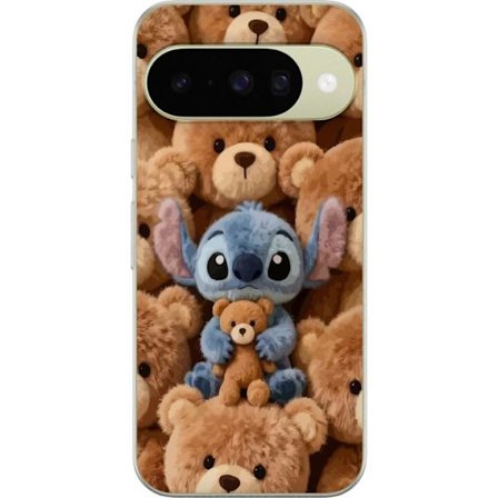 Kompatibel Mobilcover til Google Pixel 10 Stitch omgivet af brune teddybjørne med en lille teddybjørn i armene i en sød og hyggelig kawaii-design