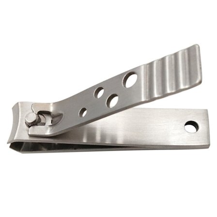 En liten neglklipper i rustfritt stål med 4 hull