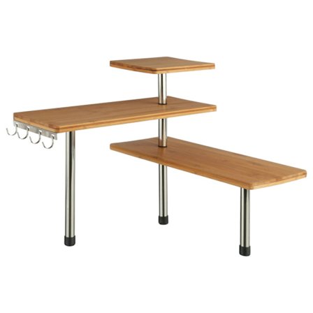 Smart och snygg hörnhylla i bambu för köksförvaring