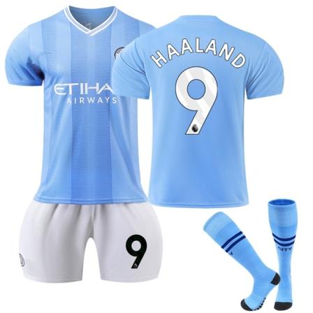 2023-2024 Manchester City Hjemme fodboldsæt til børn nr. 9 Haaland 8-9 år 8-9years