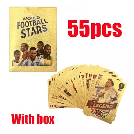 55 stk. 2022/23 World Cup Soccer Star Card, UEFA Champions League, Soccer Trading Card, Gold Fil Cards, Ingen gentagelse - Perfekt