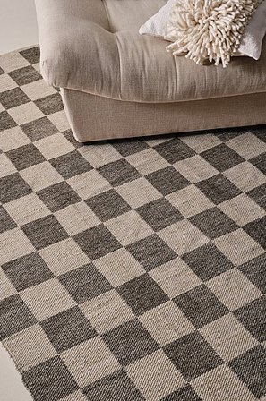 Jotex - Slätvävd Matta Polyester Beige/brun Rutigt BENTO - Köp Slätvävda mattor hos Jotex