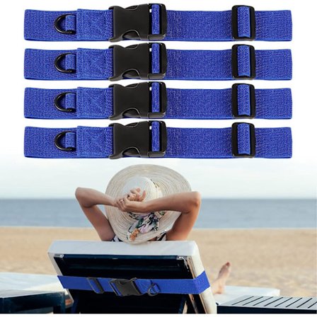 4 stk. Strandstol Krydstogt Håndklæde Remme, 2 × 15,7 Tommer Strandhåndklæde Clips Elastiske Håndklæde Remme med Justerbar Aftagelig Spænde, 