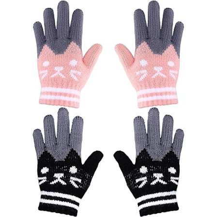 2 par vinterstrikkede handsker søde fuld finger kat luffer til børn