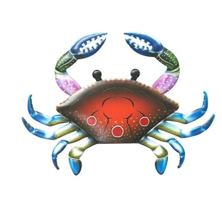 Krabba i metall, väggdekoration, kreativ havsstil, färgstark