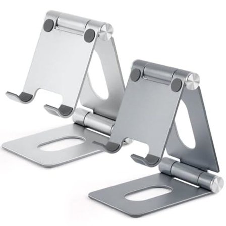 Mobiltelefon Skrivebordsstander, Sammenklappelig Aluminium Telefonholder til Skrivebord, Kompatibel med iPhone 15/14/13/12, Huawei, Samsung, iPad
