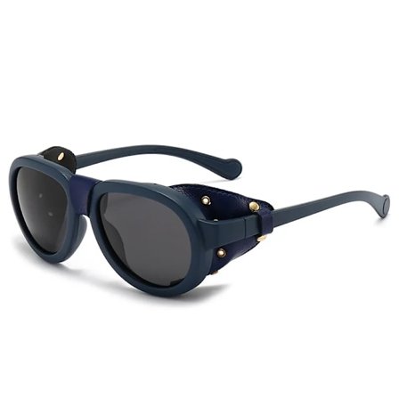 Överdimensionerade polariserade solglasögon för män och kvinnor, lyxigt varumärke, rund steampunk-design, läderglasögon, vintage Oculos UV400 Gafas