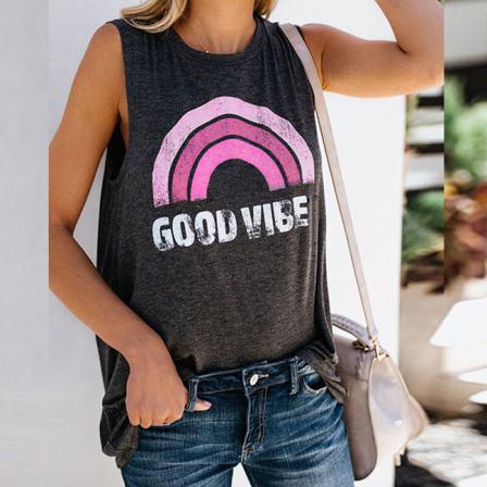 Ärmlösa Linnen För Kvinnor Med Rund Hals T-shirts