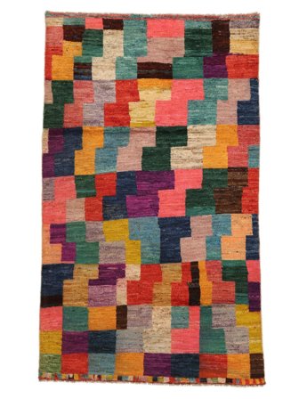 Berber Colourful Rug 110X187 Black/Brown Wool, Afghanistan