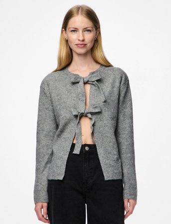 Pieces Pcsilly Ls Rev Tie Knit Noos Bc - Grey - XXL